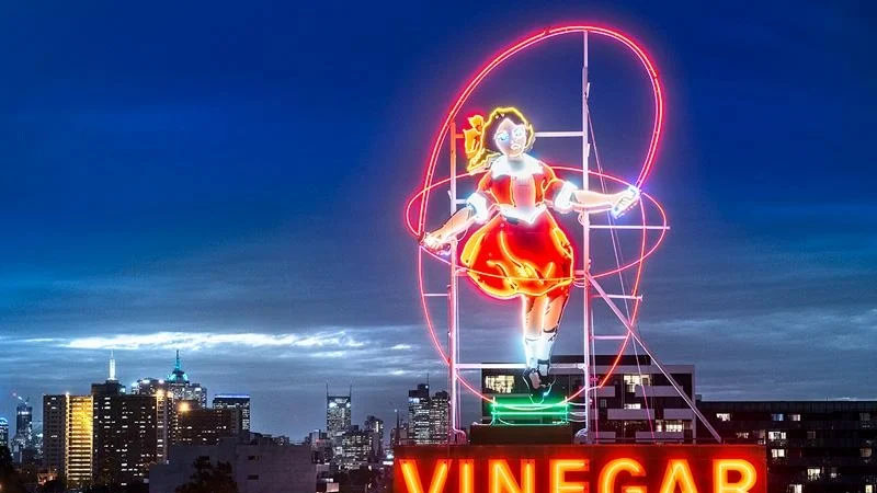 Skipping Girl Vinega Neon Sign